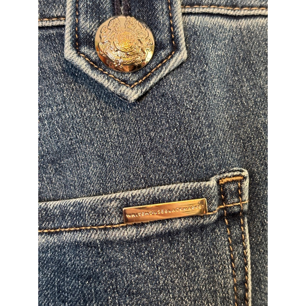 White House Black Market High Rise Straight Jeans Size 8 Gold Military Button - Picture 9 of 16